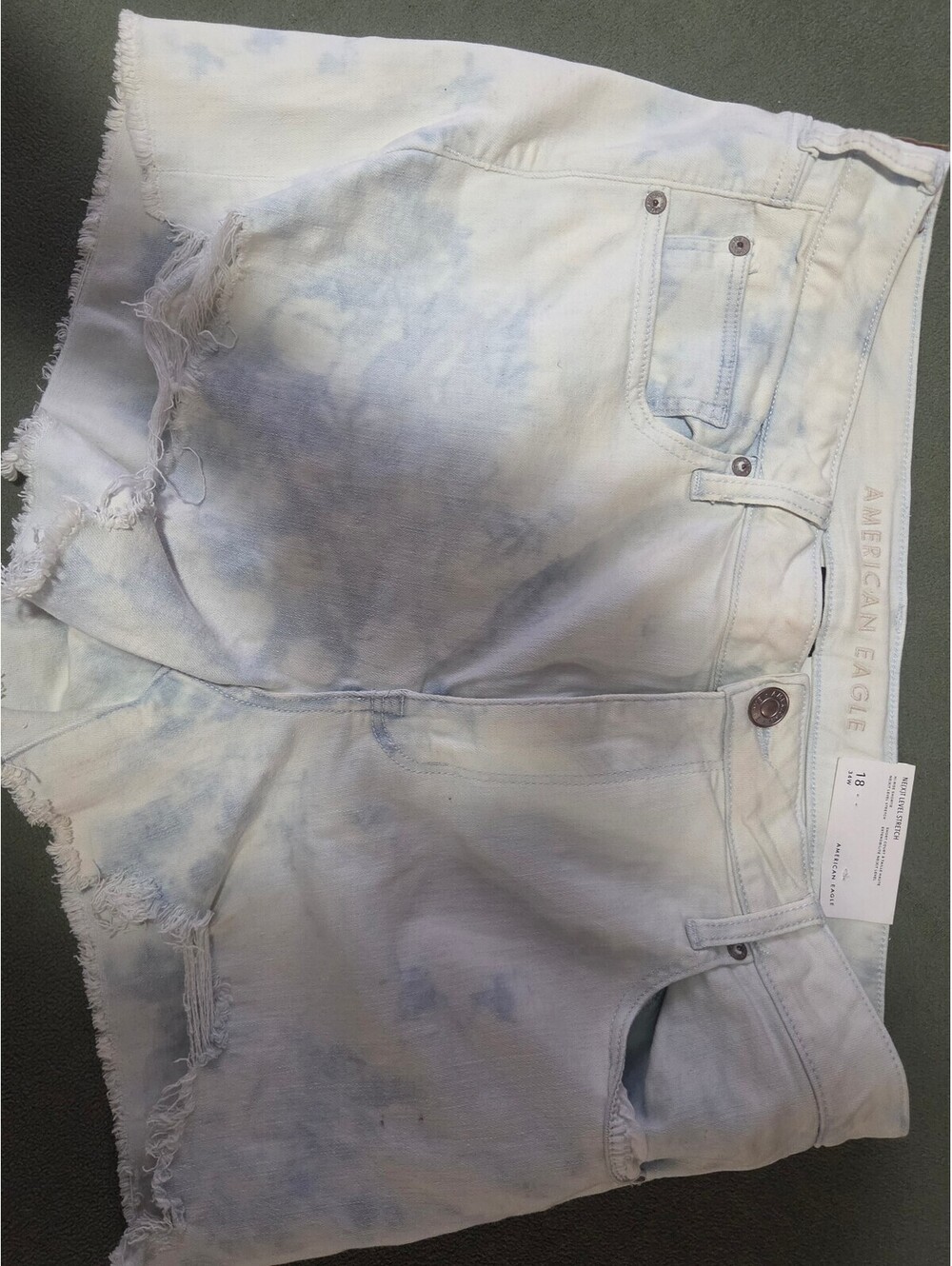 American Eagle Next Level Stretch Hi Rise Shortie Shorts 18 34W Tie Dye NWT